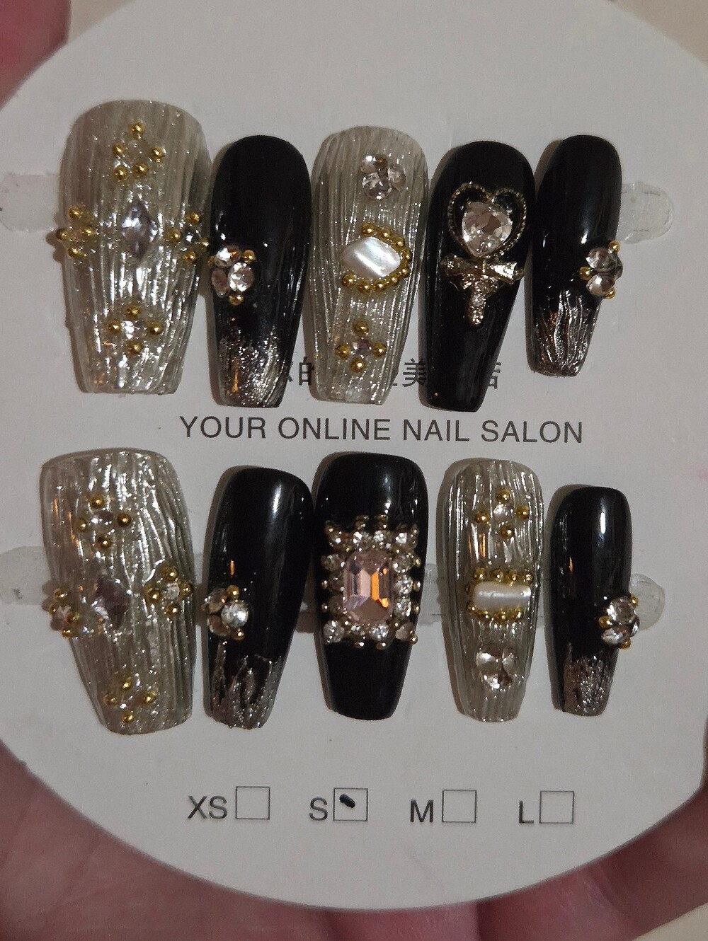 Luxury Gothic Baroque Dark Academia 3D Jewel Set 2.5 Coffin Press-On Nails